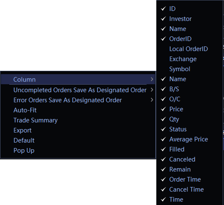 Column settings
