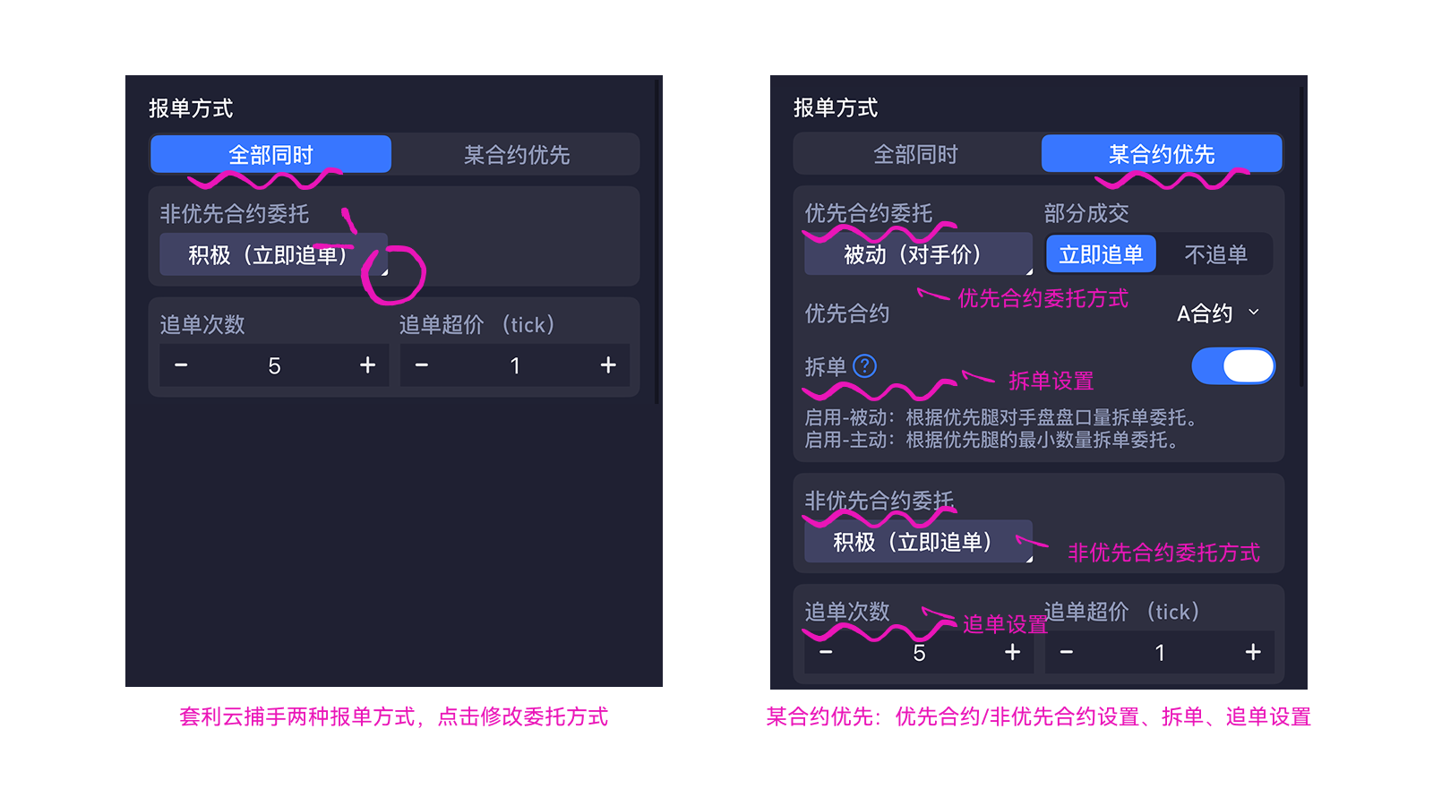 设置组合报单方式